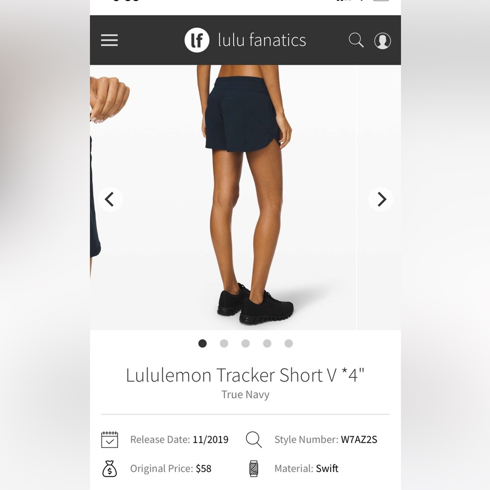 Lululemon Tracker V Shorts in True Navy